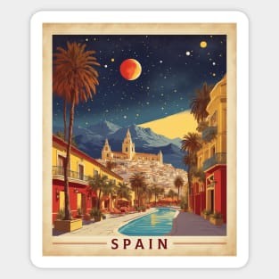 Costa del Sol Beach Starry Night Spain Travel Tourism Retro Vintage Sticker